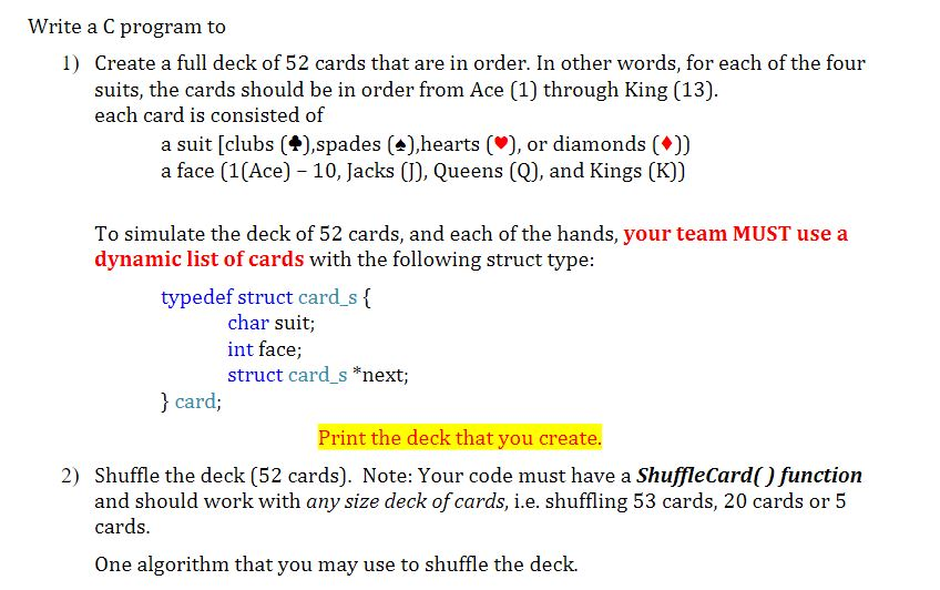  program needs to be in C and must use linked lists,