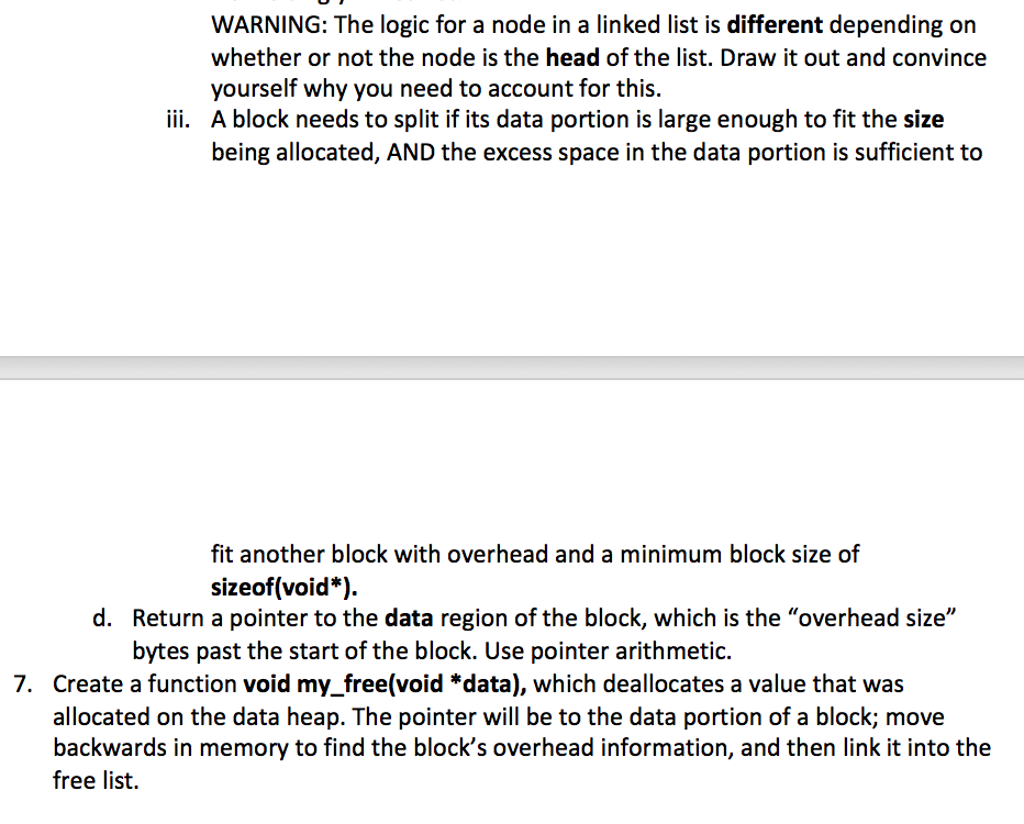 to represent an allocation block: struct Block of bytes in the data