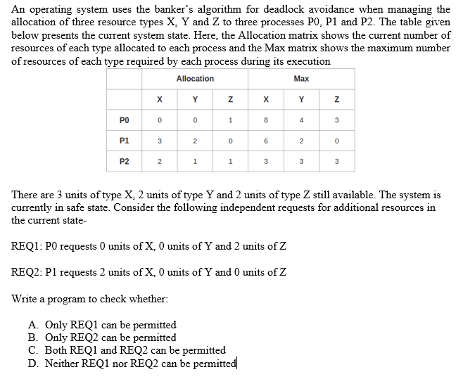  SUBJECT: OPERATING SYSTEM Question: SOLUTION IN C LANGUAGE NOTE: SOLVE IN
