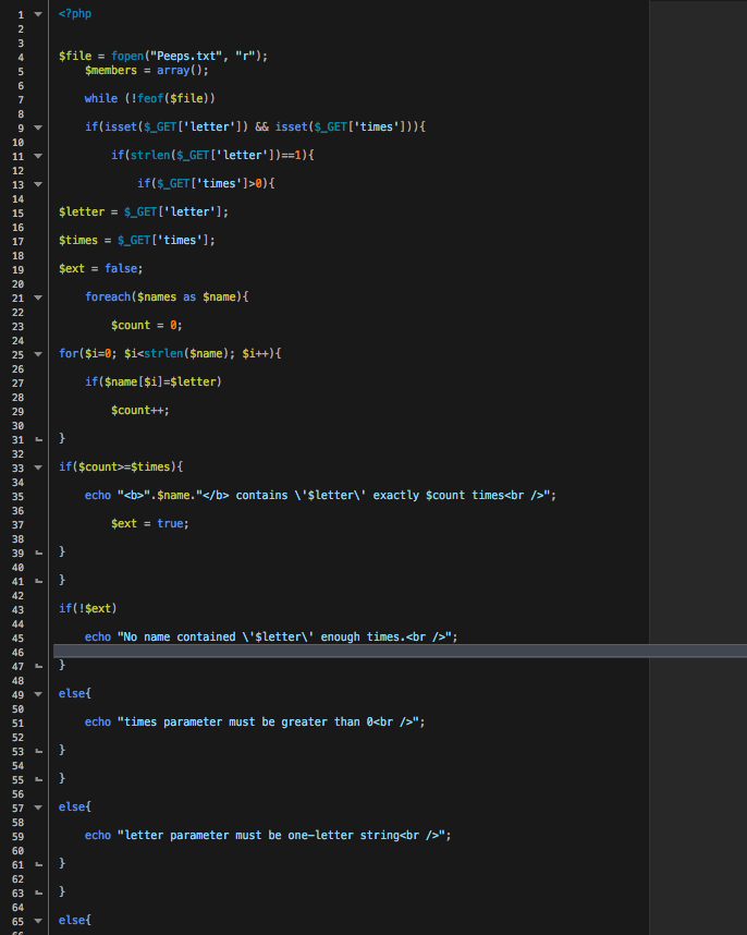 Write the PHP code for a web page that searches for names