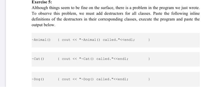 Perform the following steps Create a class called Animal. Message is data