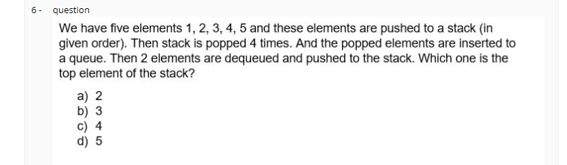  6. question We have five elements 1, 2, 3, 4, 5