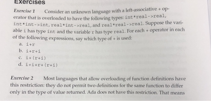  Exercises Exercise 1 Consider an unknown language with a left-associative +