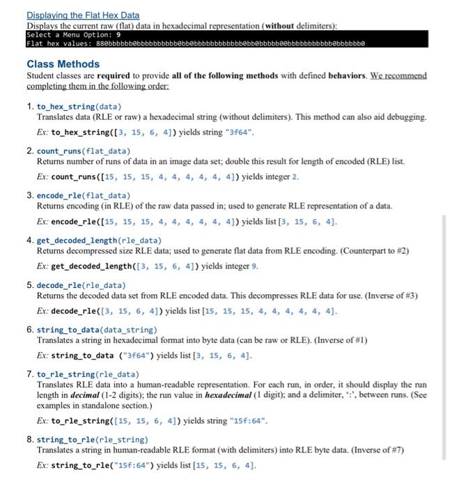 i need help with method 6 please only string_to_data(data_string) Displaying the Flat