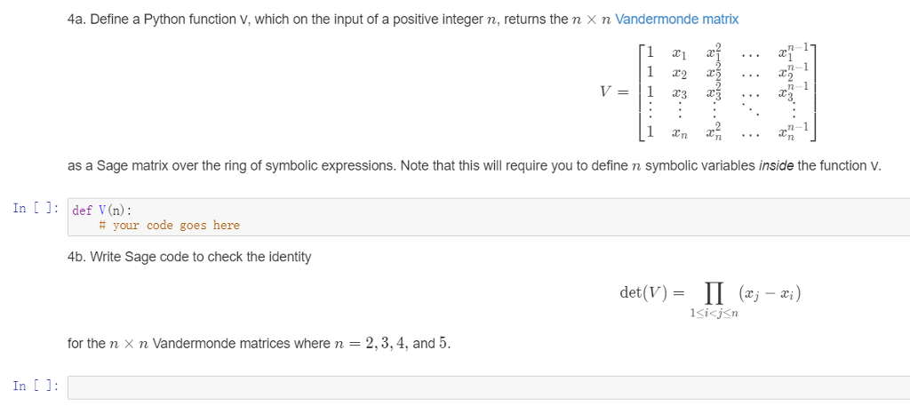  a. Define a Python function v, which on the input of