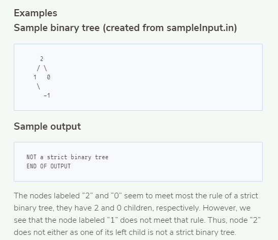 each node in the tree has either zero or two children. *