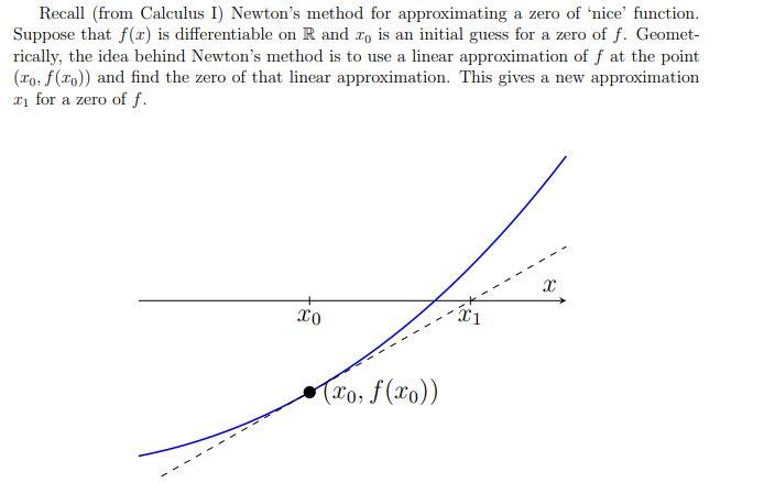  Recall (from Calculus I) Newton's method for approximating a zero of