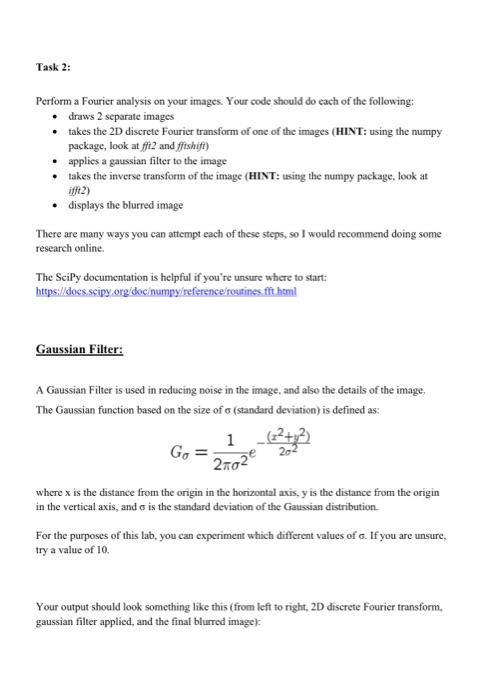 analysis on different images. Part A Task 1: Below is a python