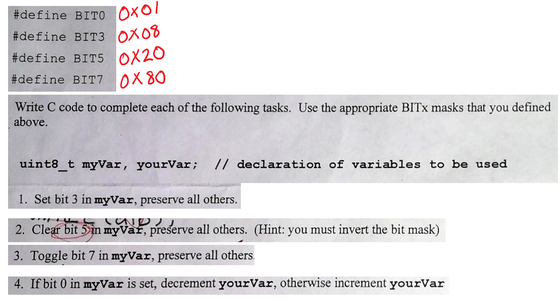  #define BITO Oxol #define BIT3 OX08 #define BITS OX20 #define BITZ