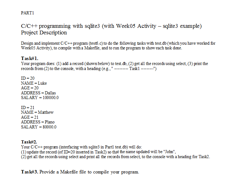 Test.db is a test database that I created with "touch test.db" This