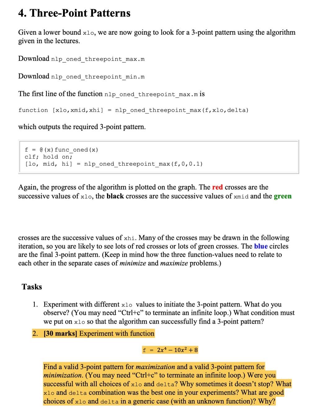 4. Three-Point Patterns Given a lower bound xlo, we are now going