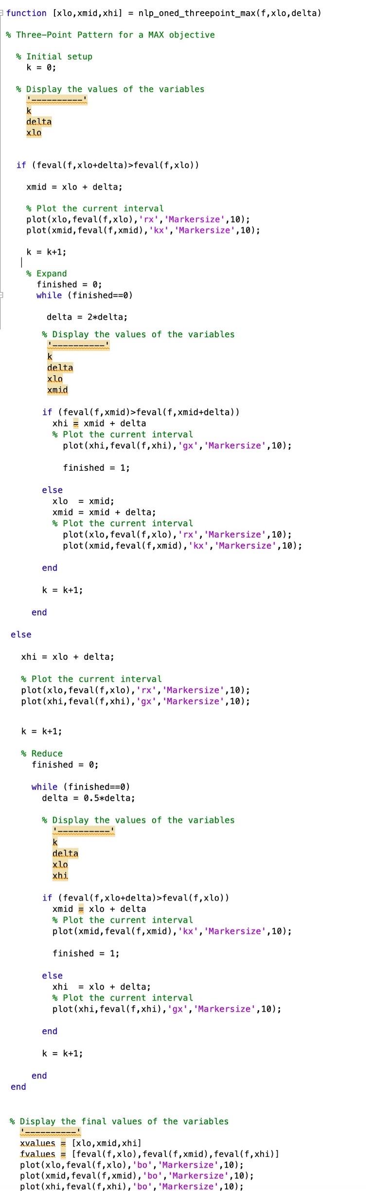 to look for a 3-point pattern using the algorithm given in the