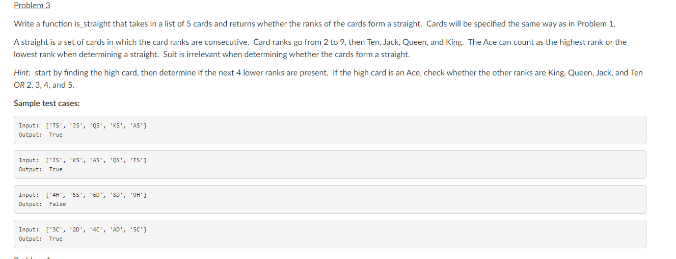  In Python, Write a function high_card that accepts a list of