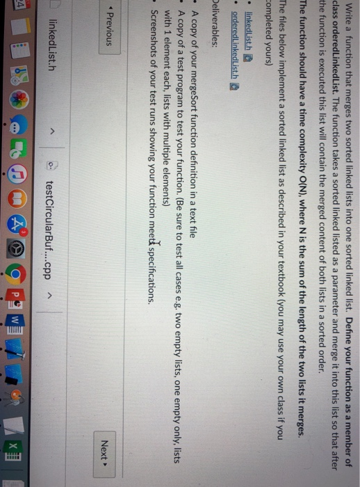  Using c++ Thanks in advance Write a function that merges two