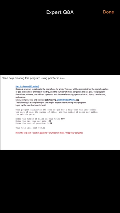  Need help creating this program using pointers in c++ Expert Q&A