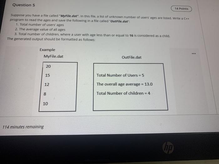 c++ code please Question 5 14 Points Suppose you have a file