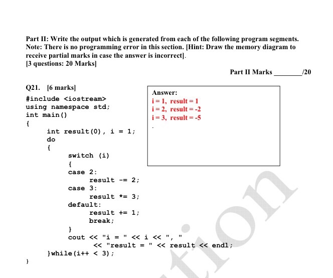  Please explain how this code outputs these answers in detail (C++)