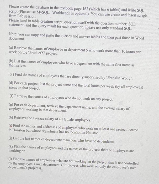  Please create the database in the textbook page 162 (which has