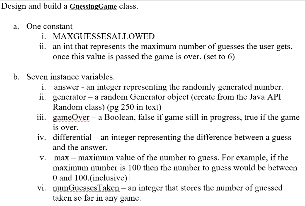 Programming Project The program will allow the user to play multiple games.