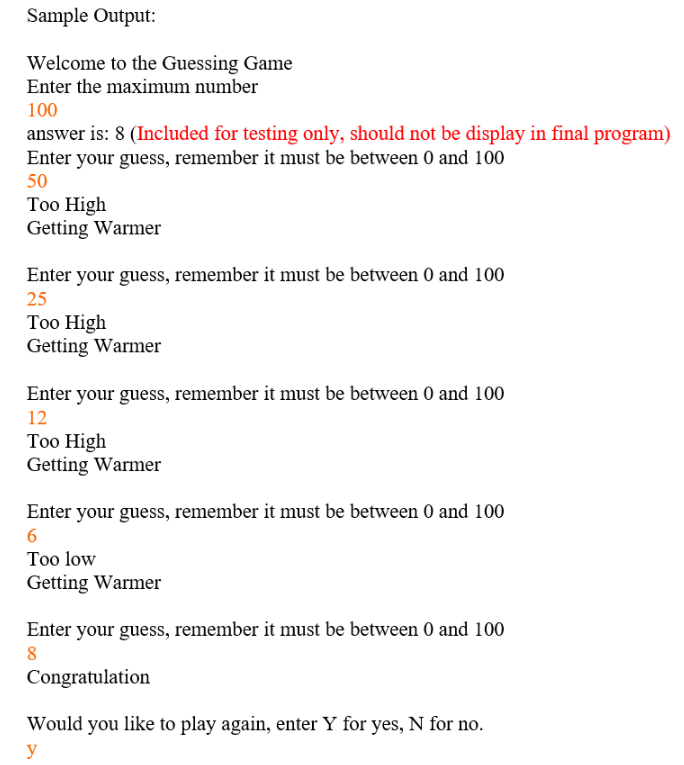 Design and build a uessingGame class. a. One constant i. MAXGUESSESALLOWED ii.