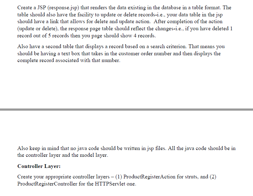database connection in MySQL, add this table to the MyDatabase database 2)