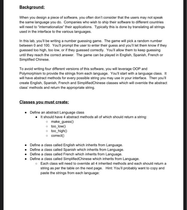  please answer in java Background: When you design a piece of
