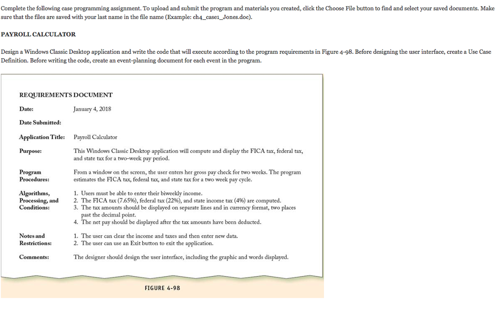 Can you write the code using Visual Basic program?Thanks Complete the following