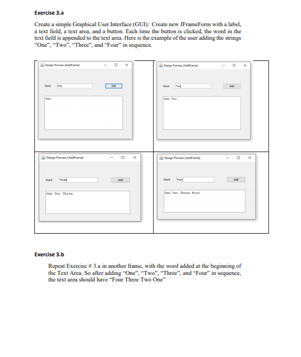 in this document introduce the Graphical User Interface (GUI) in Java. This