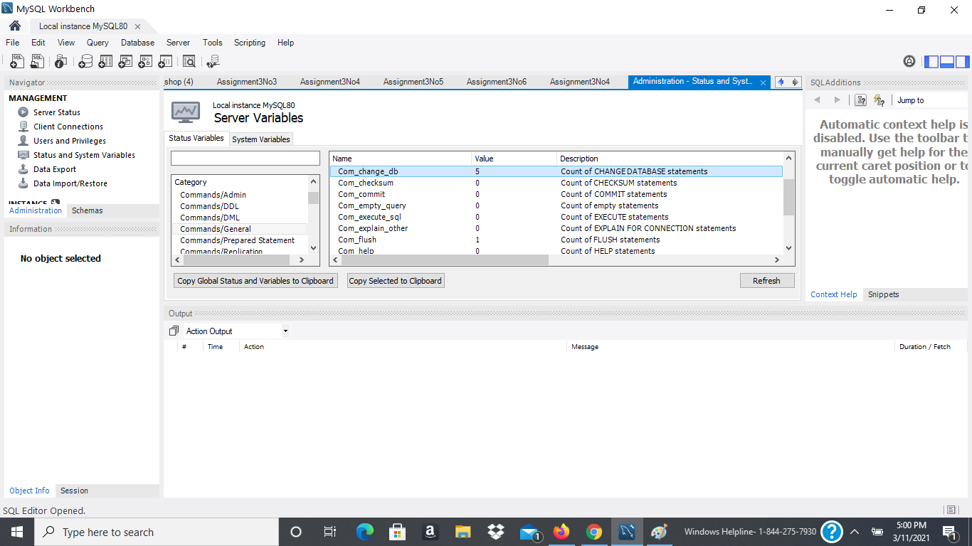 Explain the values greater than zero MySQL Workbench Local instance MySQL80 X