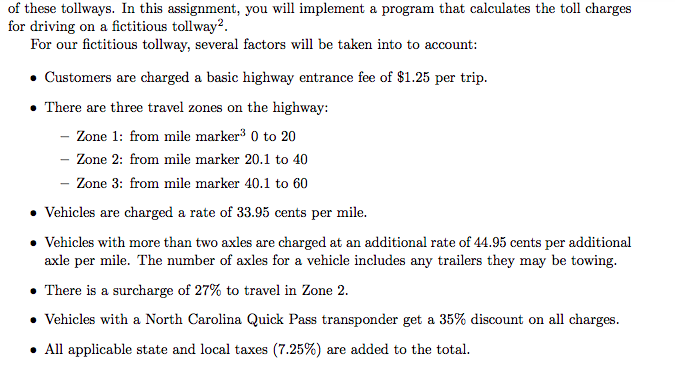 PYTHON UNIT TESTING. of these tollways. In this assignment, you will