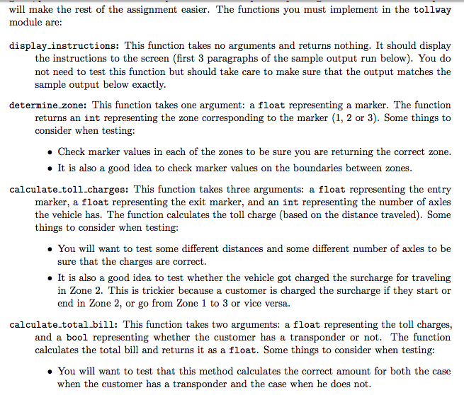 fictitious tollway2. For our fictitious tollway, several factors will be taken into