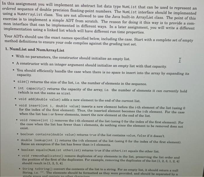 please answer In this assignment you will implement an abstract list data
