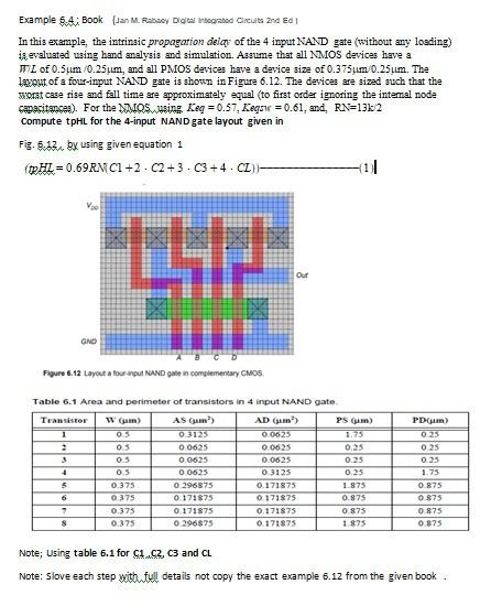 course:VlsI Design kindly solve given example with full details. Example 6.4 Book