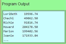 radii of circles. Write a program to read the file and store