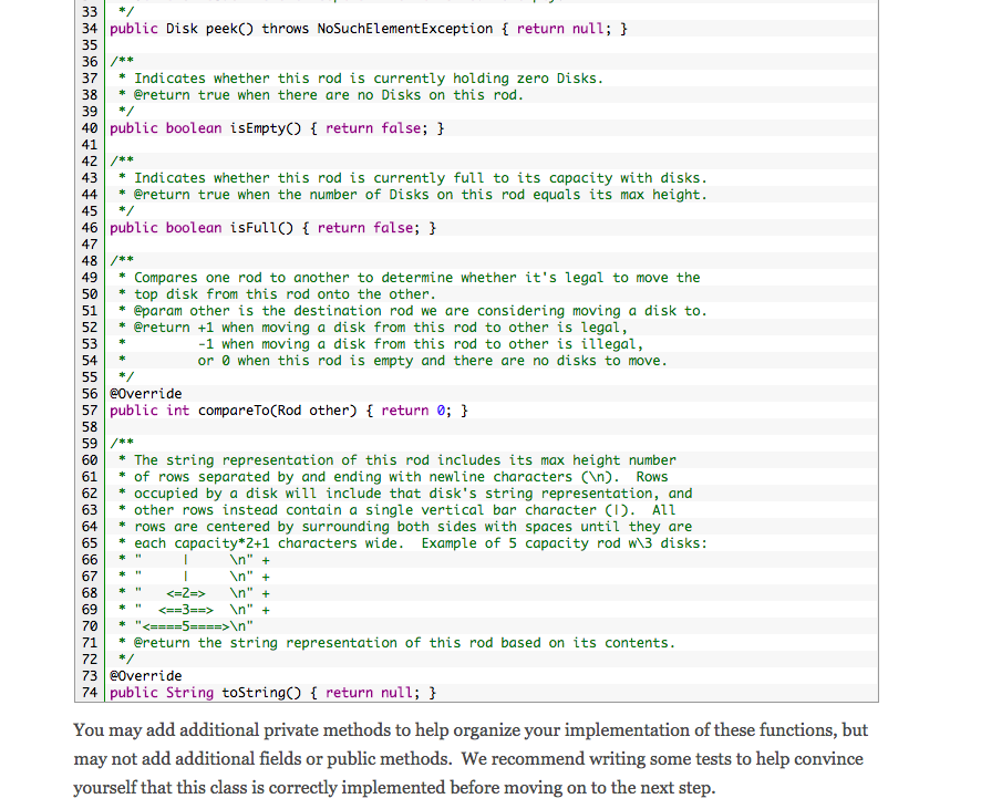 public class Disk implements Comparable { private int size; // 1-9: restricts