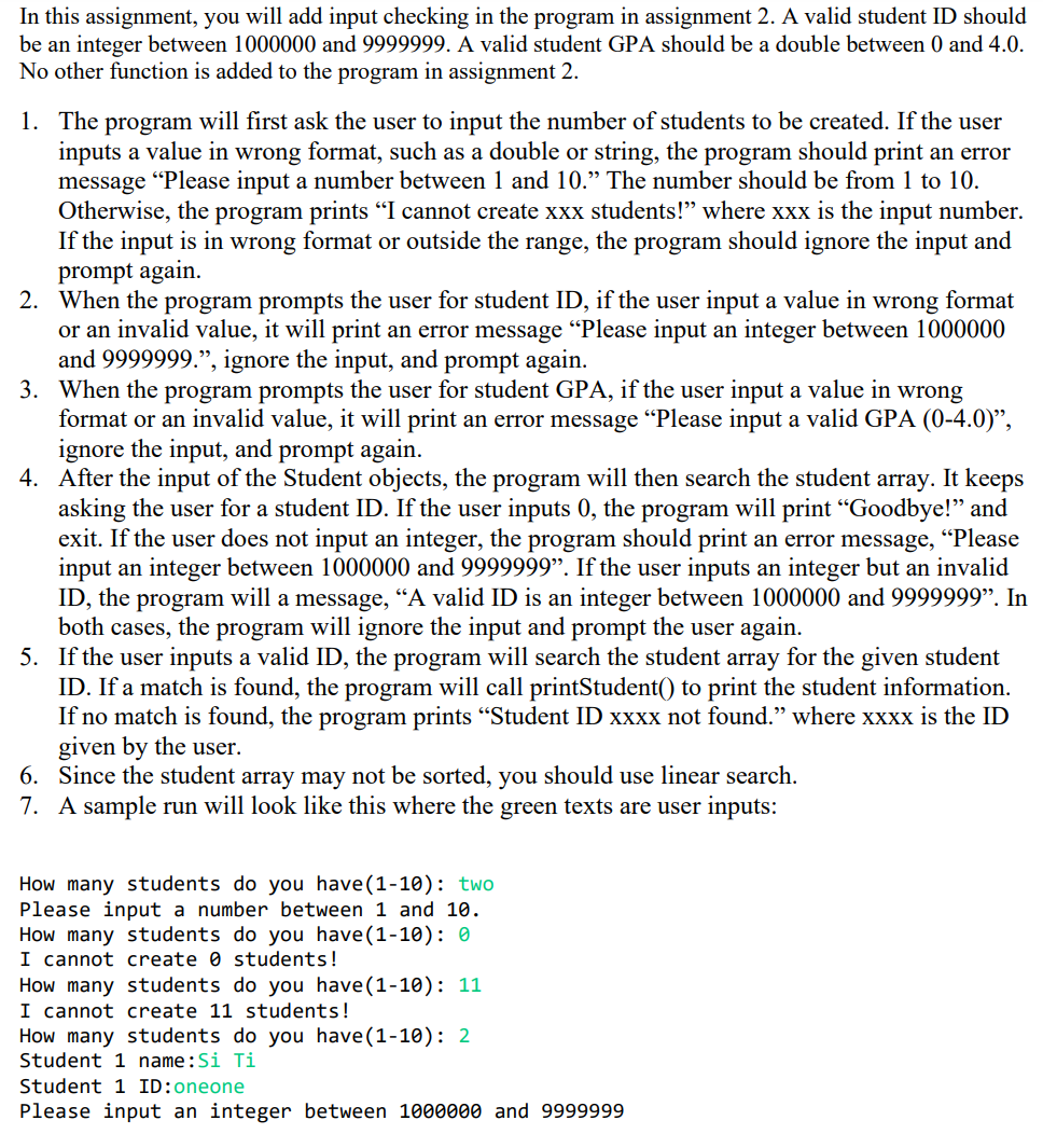 use java create following program: In this assignment, you will add input