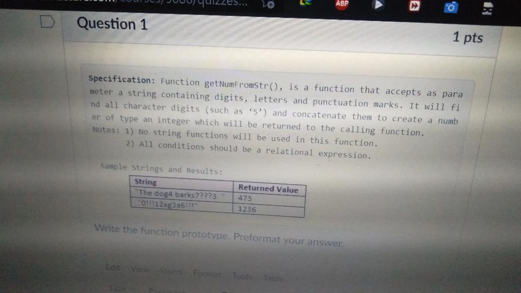 Use only C programming, write the code of the function. Pls be