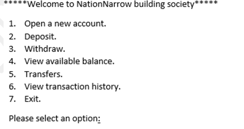 I need Java Code The banking application should be a console based