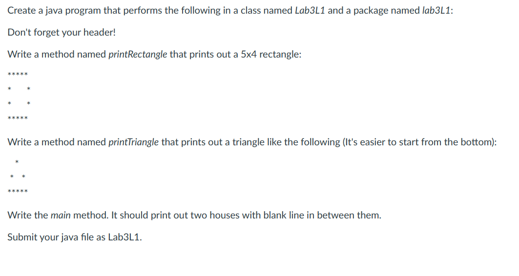  Create a java program that performs the following in a class