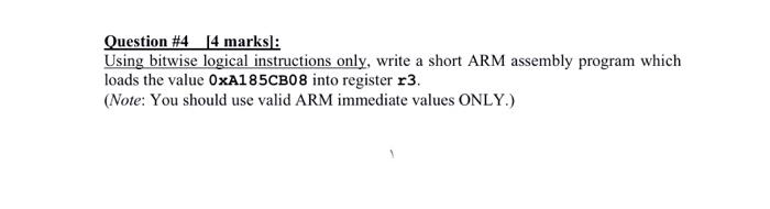 ARM assembly instructions that are equivalent to the following instructions sequence: MOV