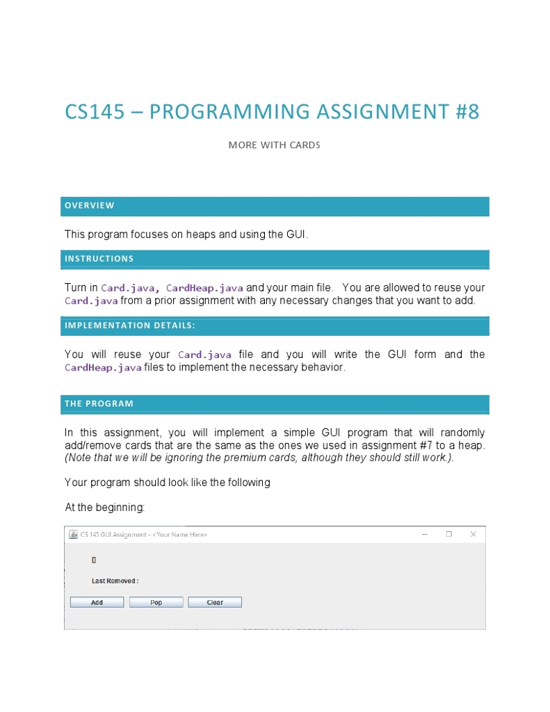 Please make the java program that follow the below steps. CS145-PROGRAMMING ASSIGNMENT