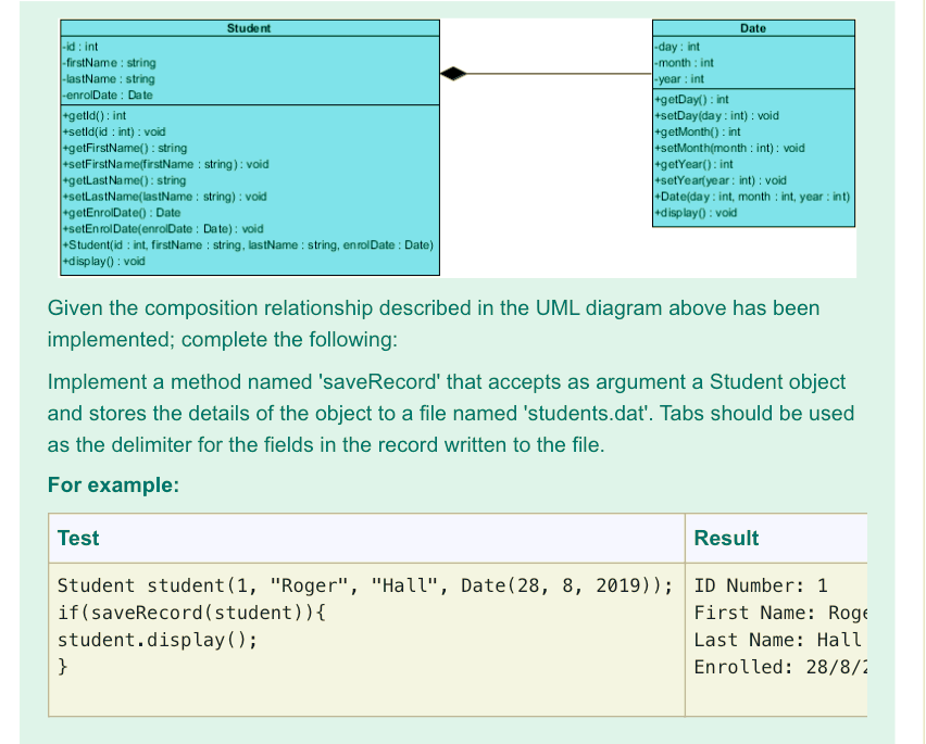  implement in c++ -----------------Date Class example ----------------- --------------------------- C++ ----------------------- class