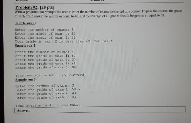 plz as sson as possible Problem #2: (20 pts) Write a