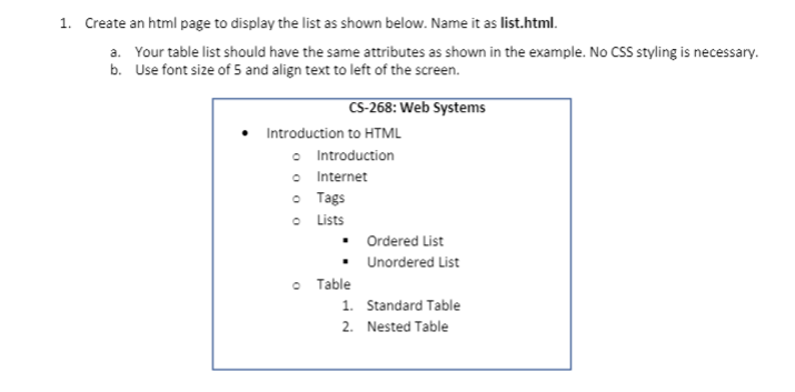  please make using basic html 1. Create an html page to