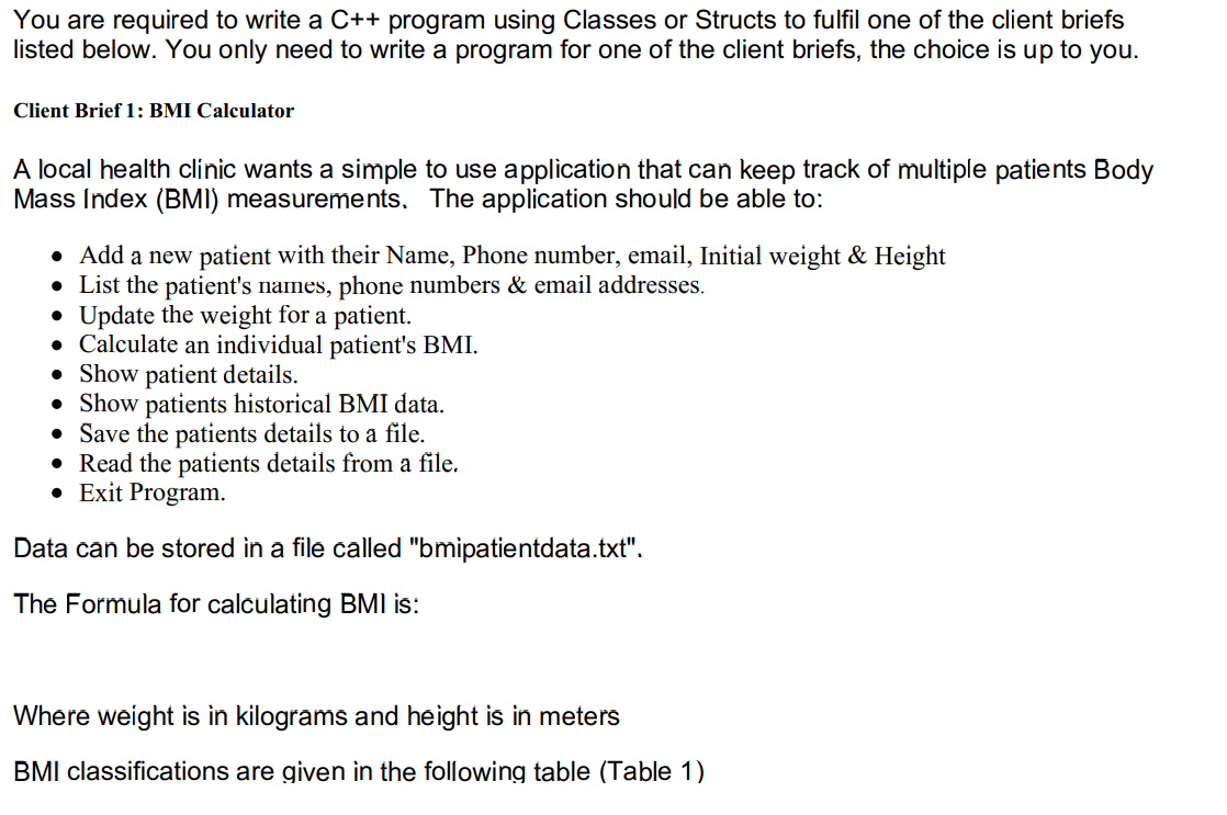 BMI classifications are given in the following table (Table 1) BMI Classification