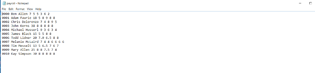 this: why is it duplicating so much? payroll.txt file looks like this...