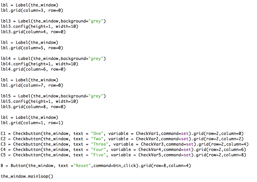 run it, there are indentation errors? Thanks! :) from tkinter import *
