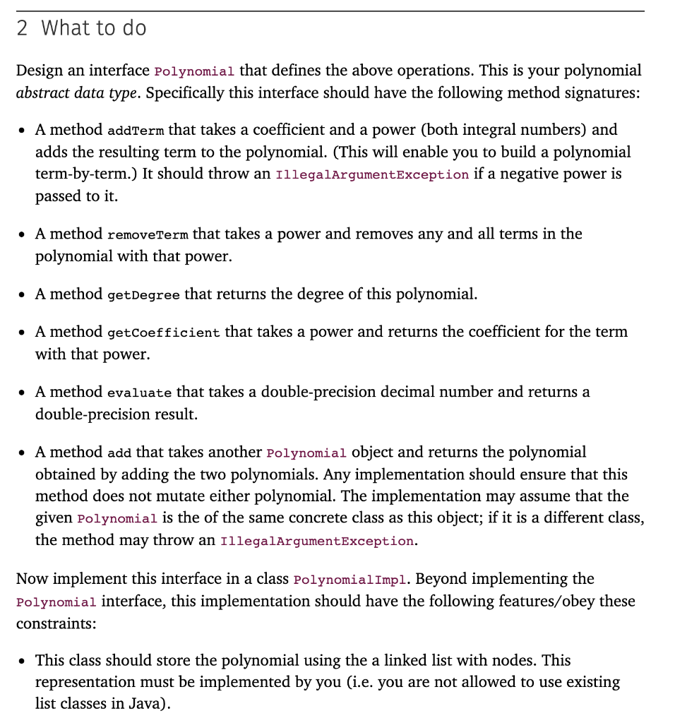 terms, each term having a coefficient and a variable raised to a