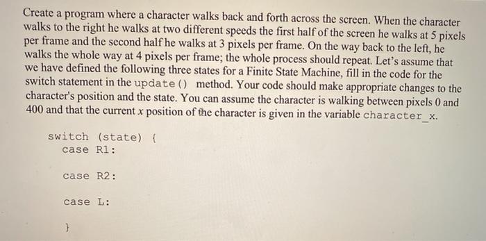 java fx Create a program where a character walks back and forth