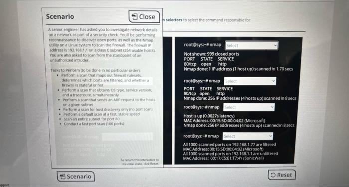 to select the command responsible for displaying the code text output. Scenario